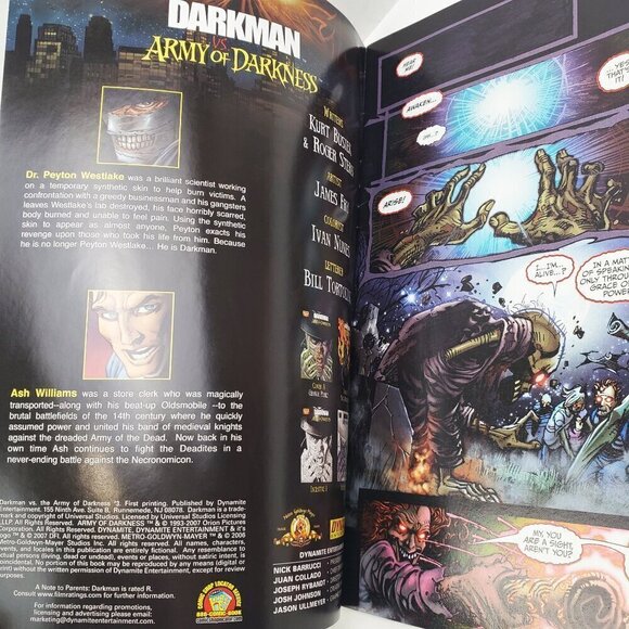 Darkman vs. Army Darkness Comic Book Issue #3 Bradshaw Cover Dynamite 2007 VF/NM - Picture 8 of 11